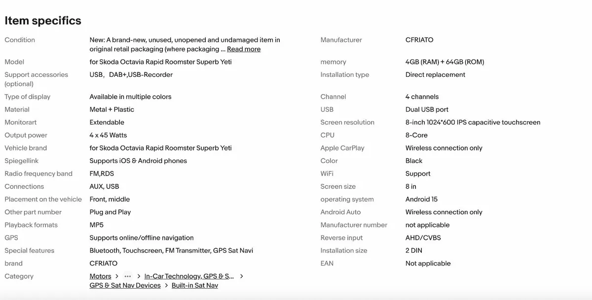 Skoda Octavia Carplay Android 15 Sterio Radio - Image 1