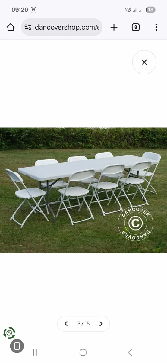 Foldable table and 8 chairs - Image 1