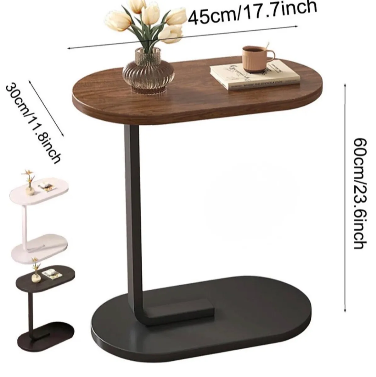 C Shaped Compact Sofa Side End Coffee Table NEW - Image 2