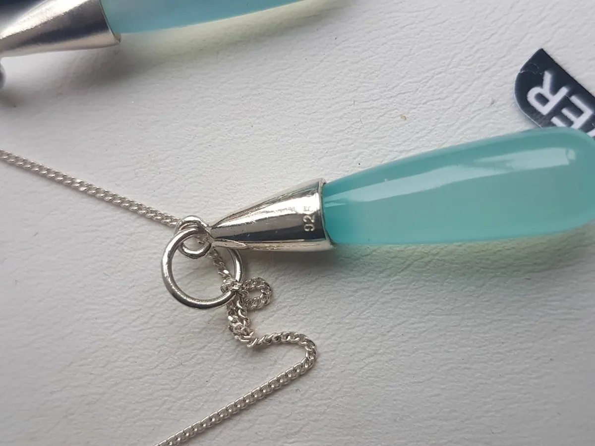 Aqua Blue Drops Necklace and matching Earrings - Image 4