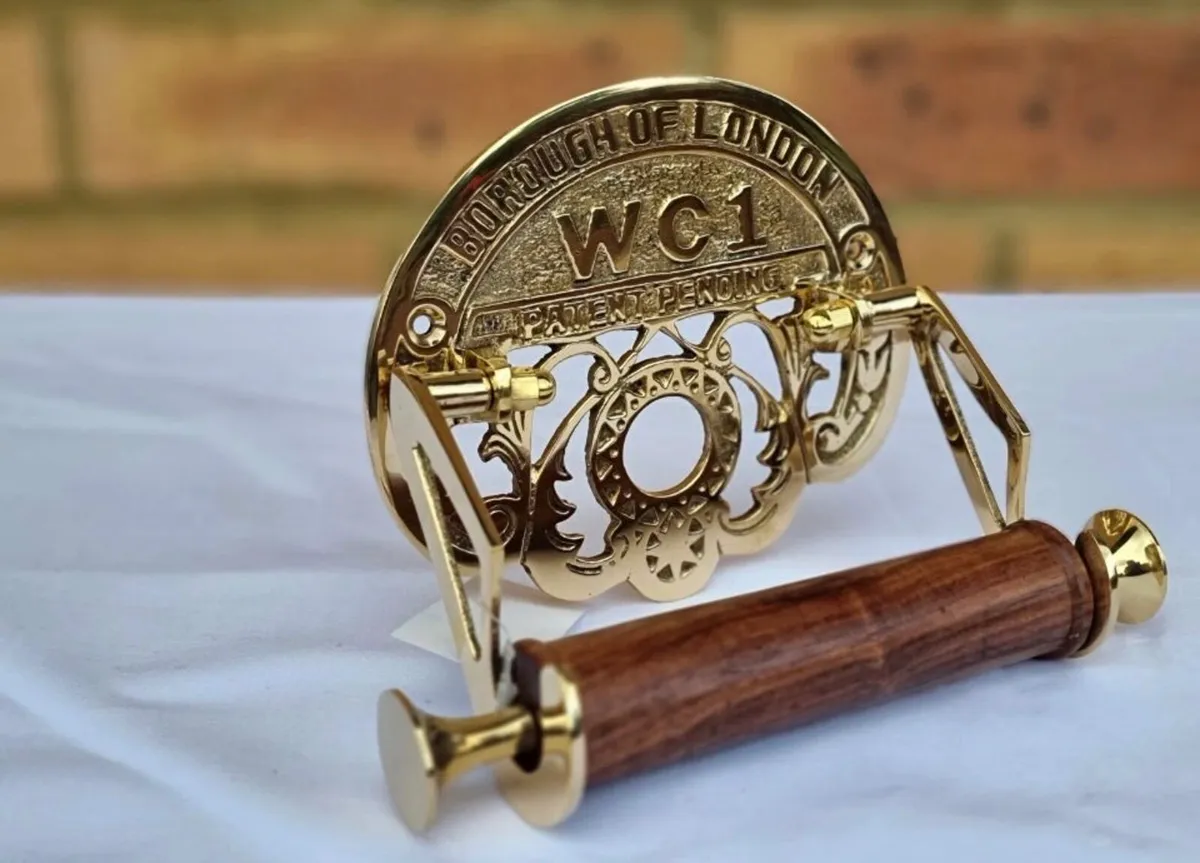Solid Brass Toilet Roll Holder Retro Style NEW - Image 1