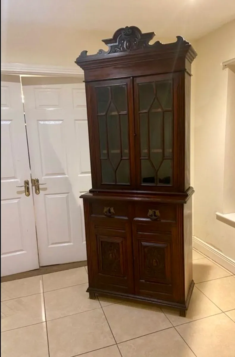 Edwardian library bookcase cabinet