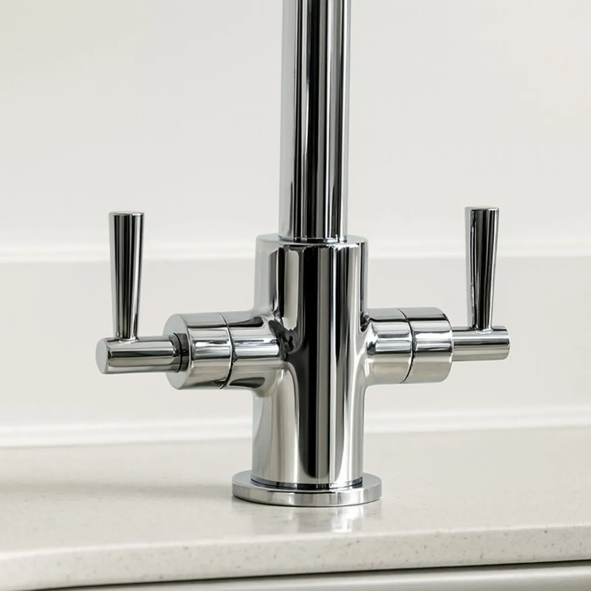 Chrome Kitchen Sink Mixer Tap | Swan Twin Lever - Image 4
