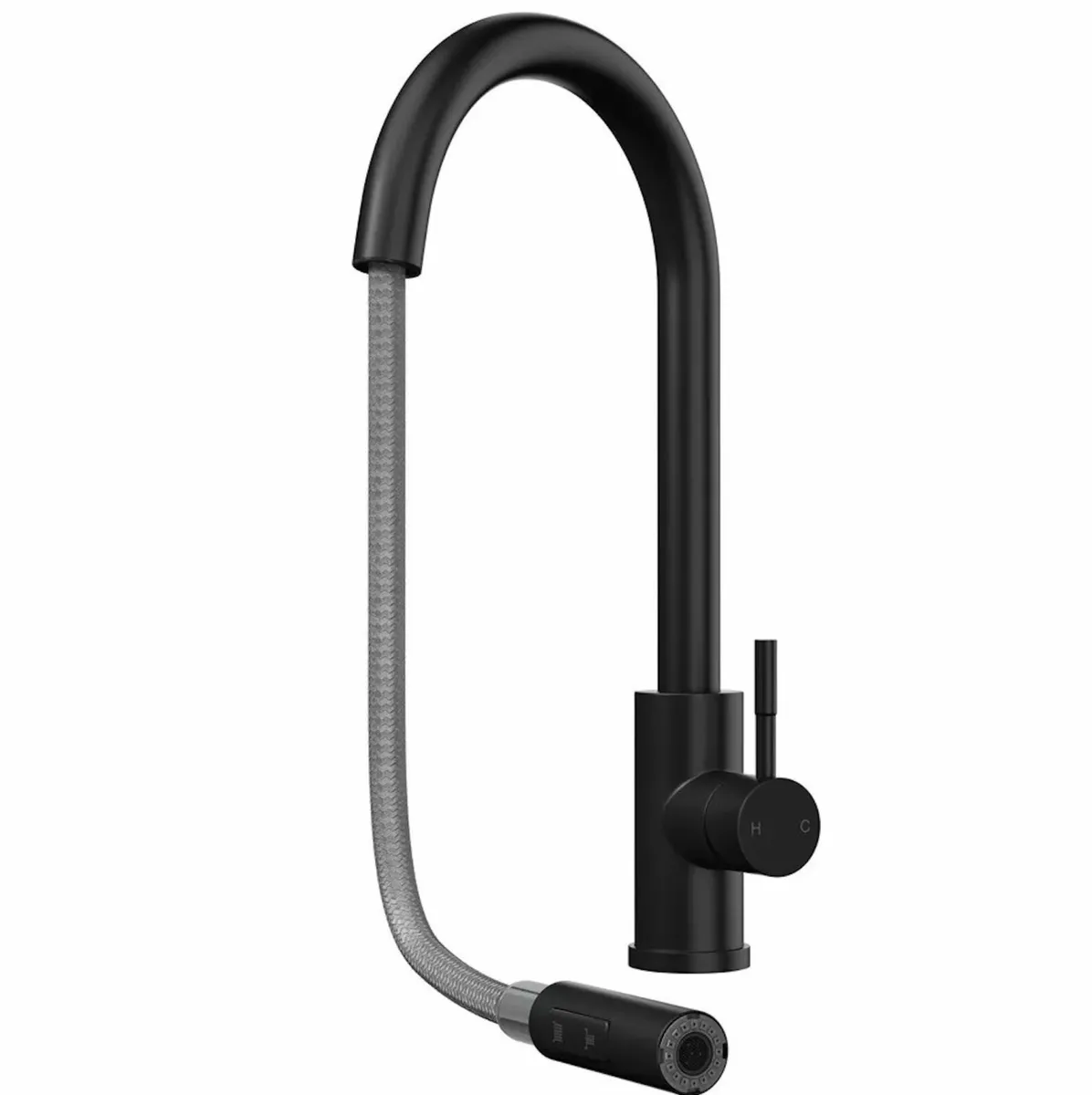 Matt Black Pull-Out Kitchen Mixer Tap - Image 2