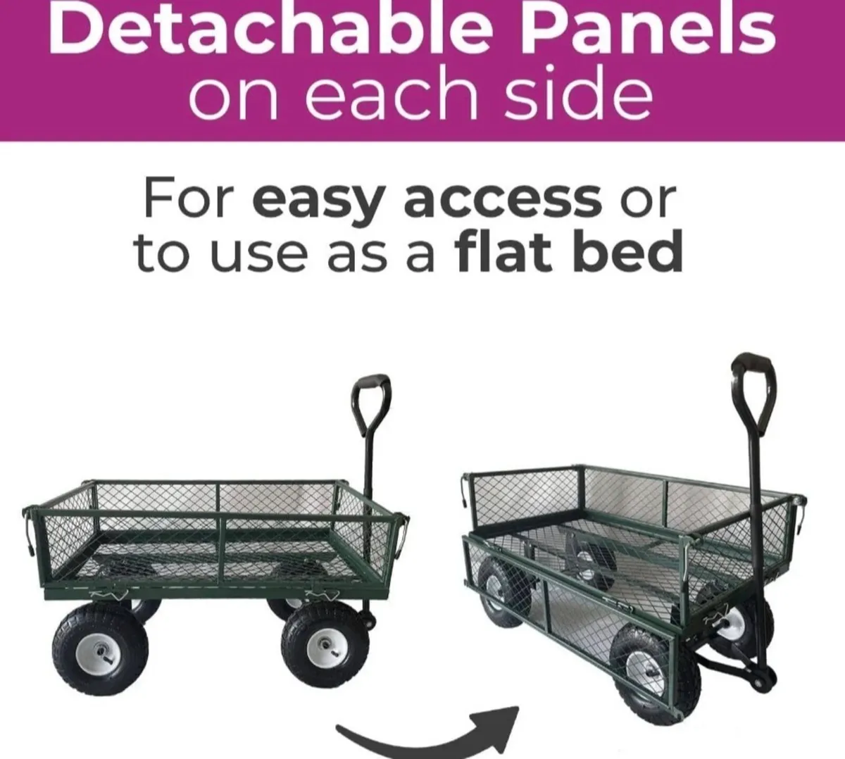 Heavy Duty Green Garden Cart Trolley NEW - Image 3