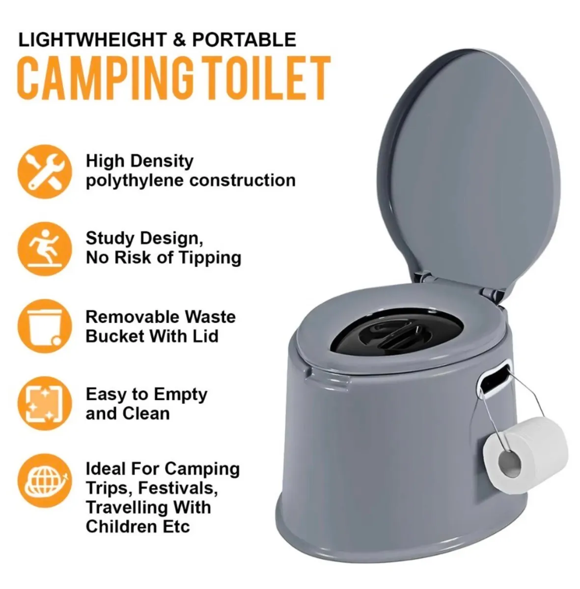 6 Litre Portable Camping Toilet Adult Size - Image 2