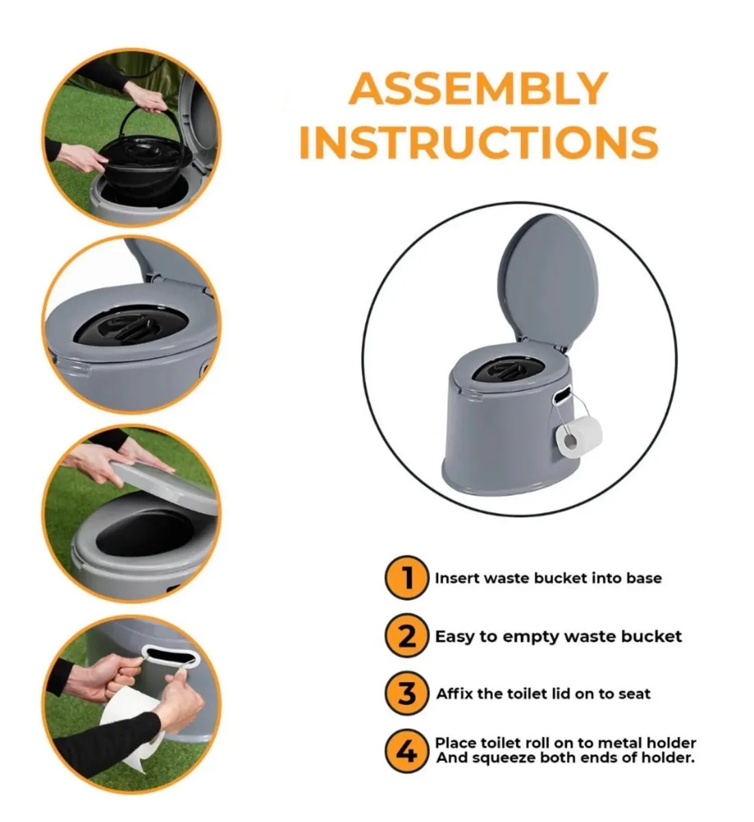 6 Litre Portable Camping Toilet Adult Size - Image 3