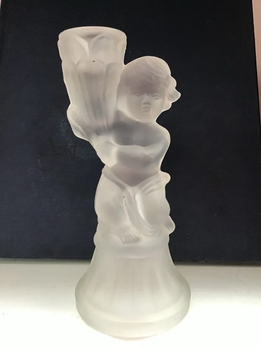 Frosted/Satin Glass Cherub Candle Holdef - Image 2