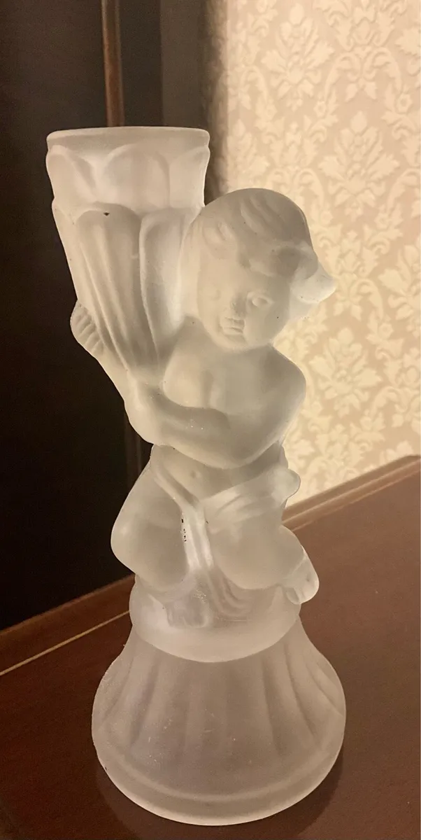 Frosted/Satin Glass Cherub Candle Holdef - Image 1