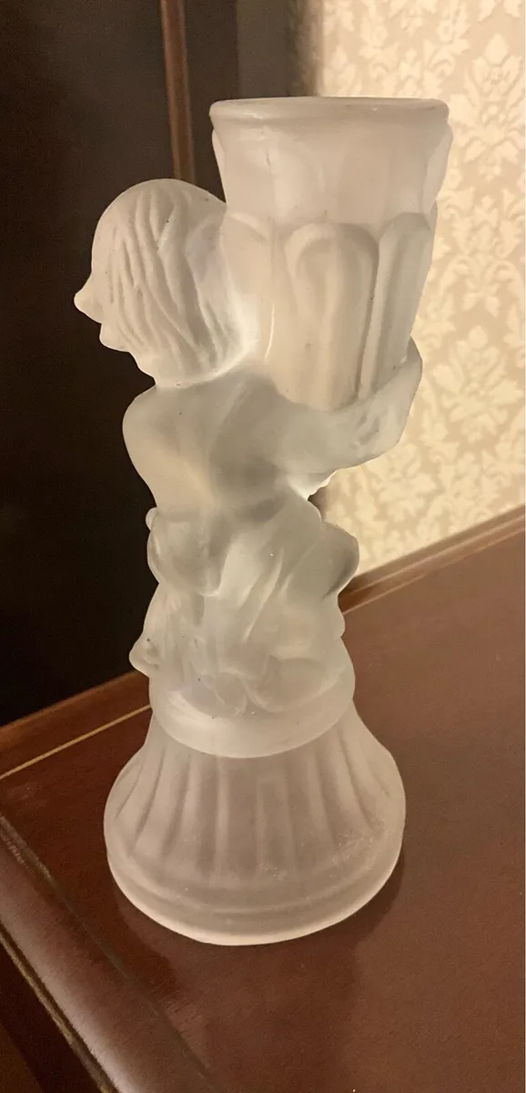 Frosted/Satin Glass Cherub Candle Holdef - Image 3