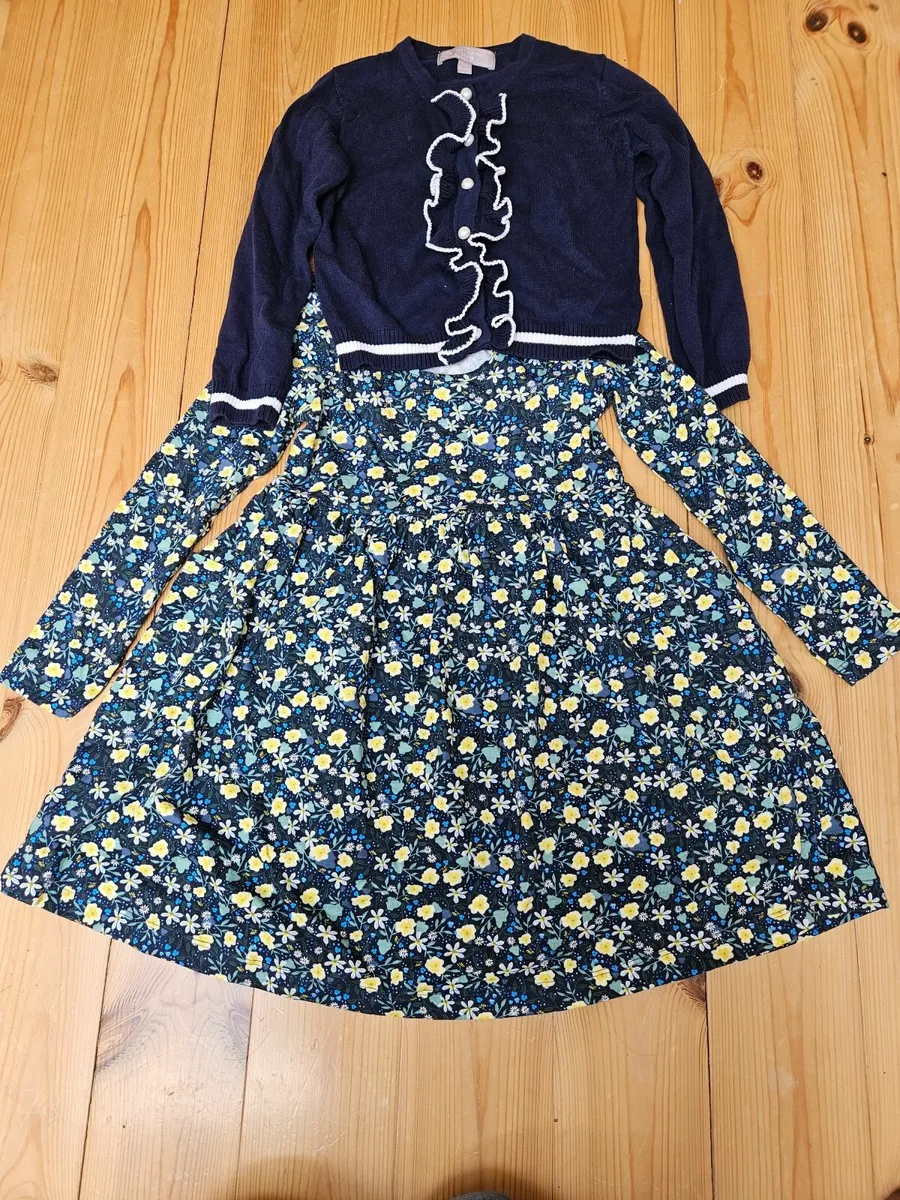 Girls Dress & Cardigan Age 5/6 - Image 1