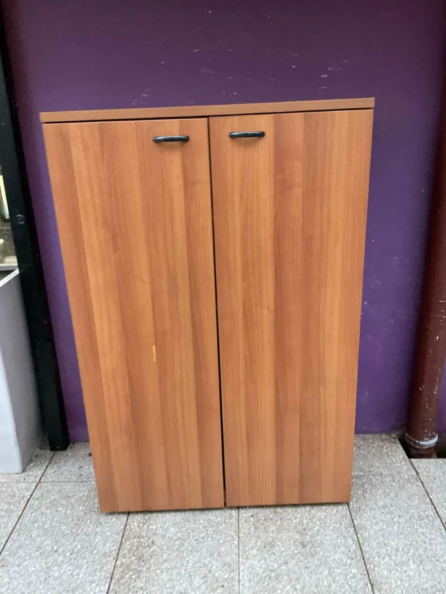 Walnut double door storage cabinet - Image 1