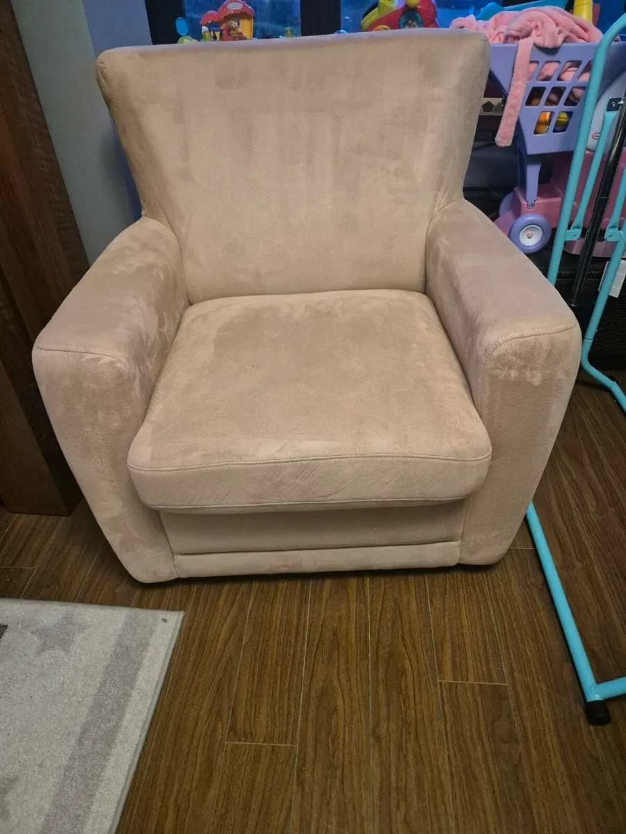 Cream fabric armchair - Image 3