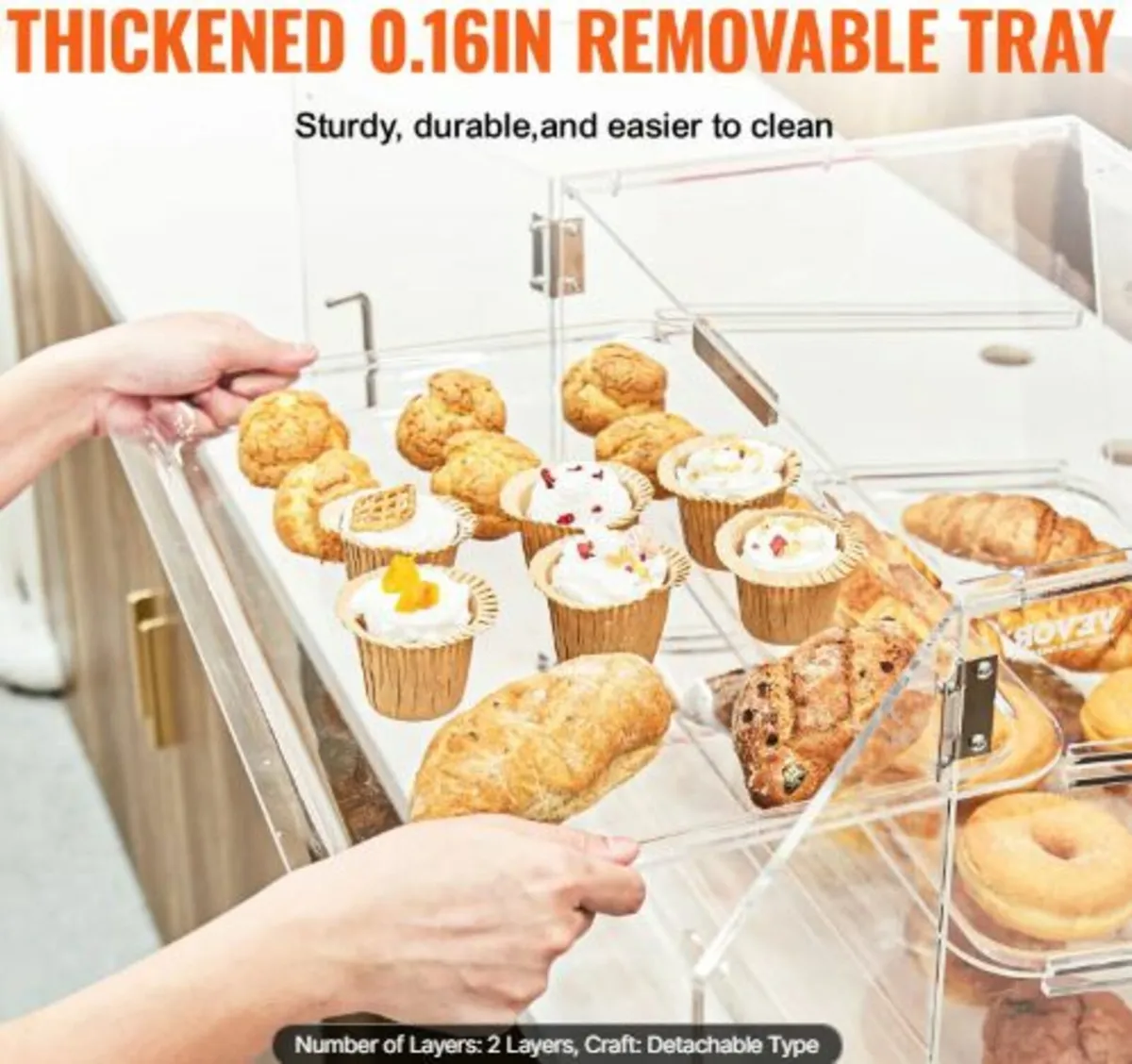 Pastry Display Case, 2-Tier Commercial Countertop - Image 4