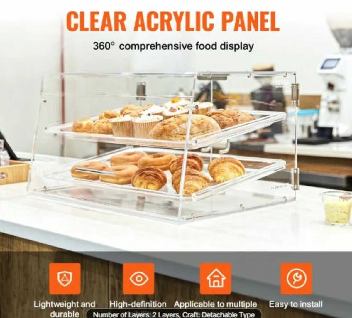 Pastry Display Case, 2-Tier Commercial Countertop - Image 2