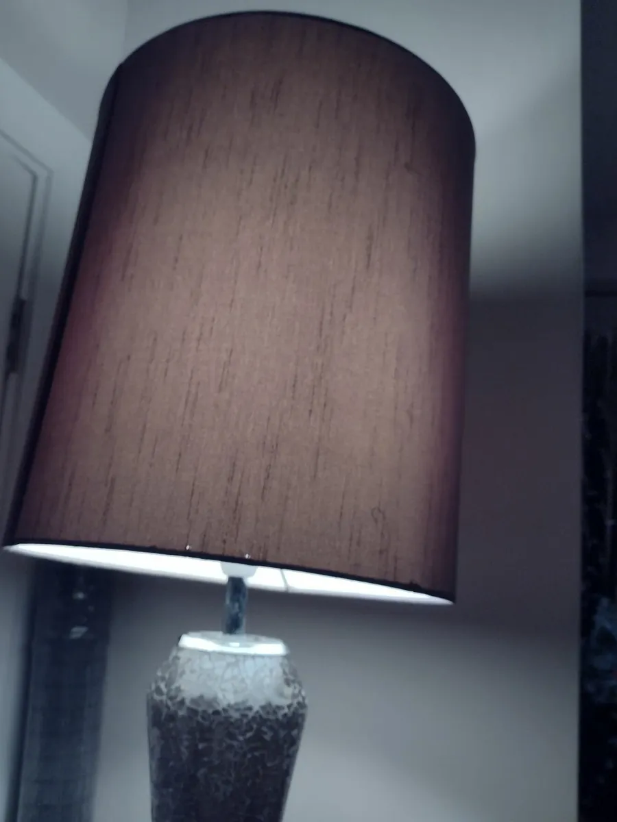 Tall heavy chrome floor lamp with shade - Image 2