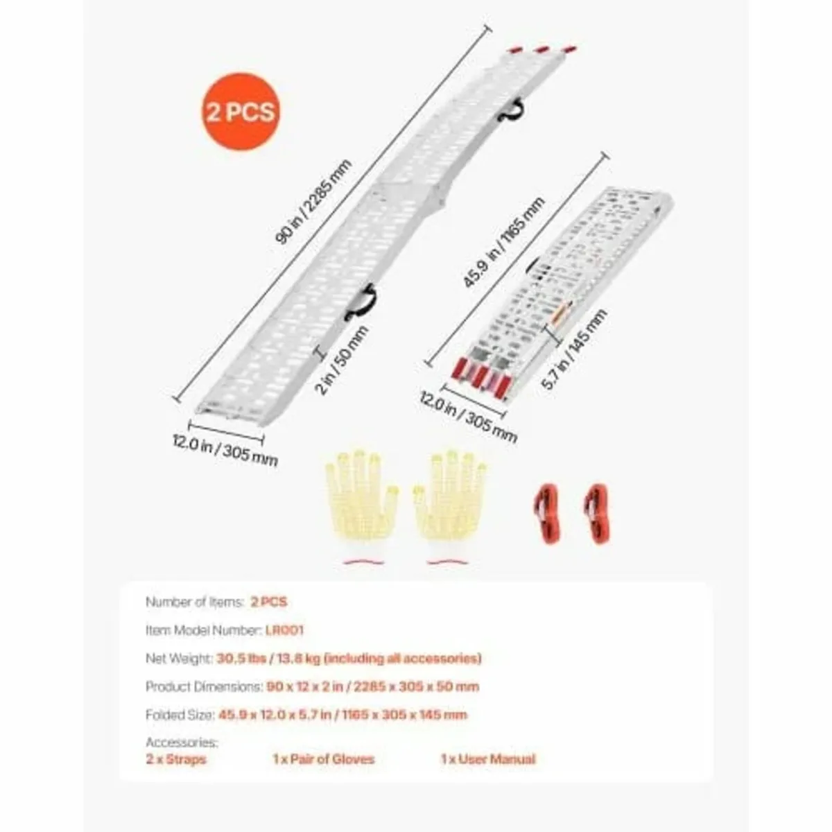 Aluminum Ramps, 1500 lbs, 2Pcs Heavy-duty Ramps wi - Image 4