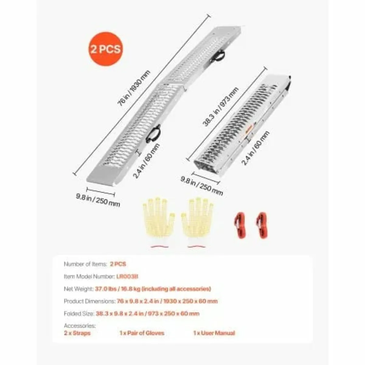 Steel Ramps, 1000 lbs, 2Pcs Heavy-duty Ramps with - Image 3