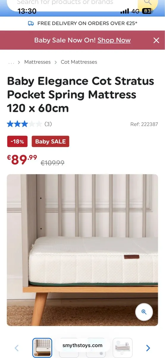 Baby elegance Cot Mattress 120 x 60cm