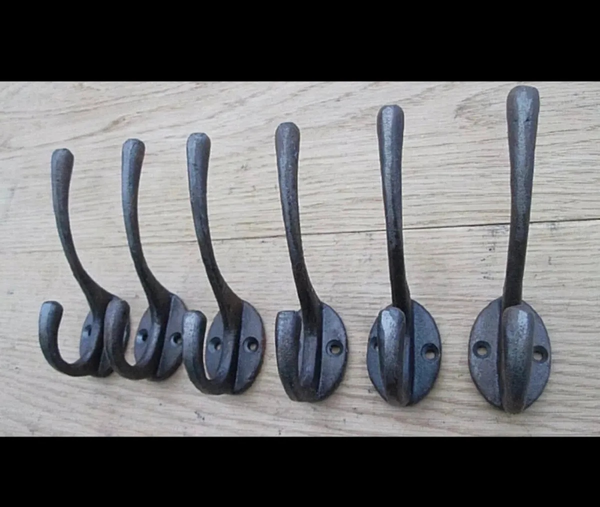 6 x Cast Iron Coat Hooks Vintage Retro Style NEW - Image 1
