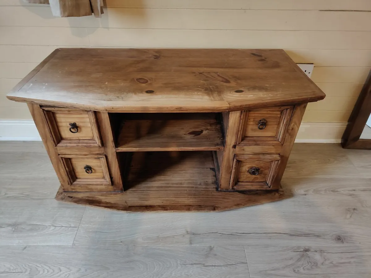 Vintage Wooden TV Stand with Drawers - Image 1
