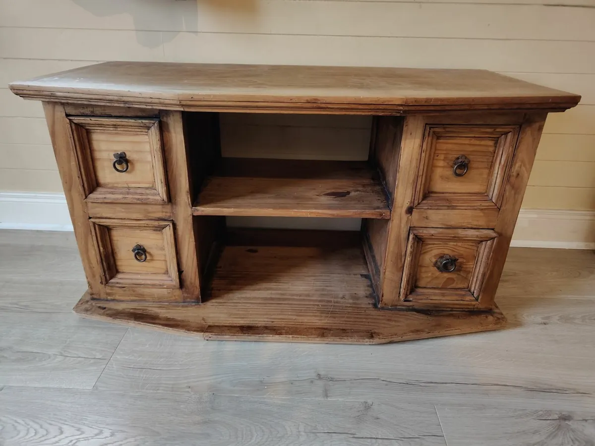 Vintage Wooden TV Stand with Drawers - Image 2