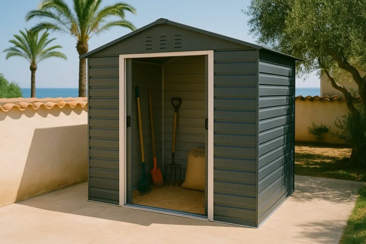 🏡 Alpine 8×6 Anthracite Grey Steel Garden Shed - Image 1