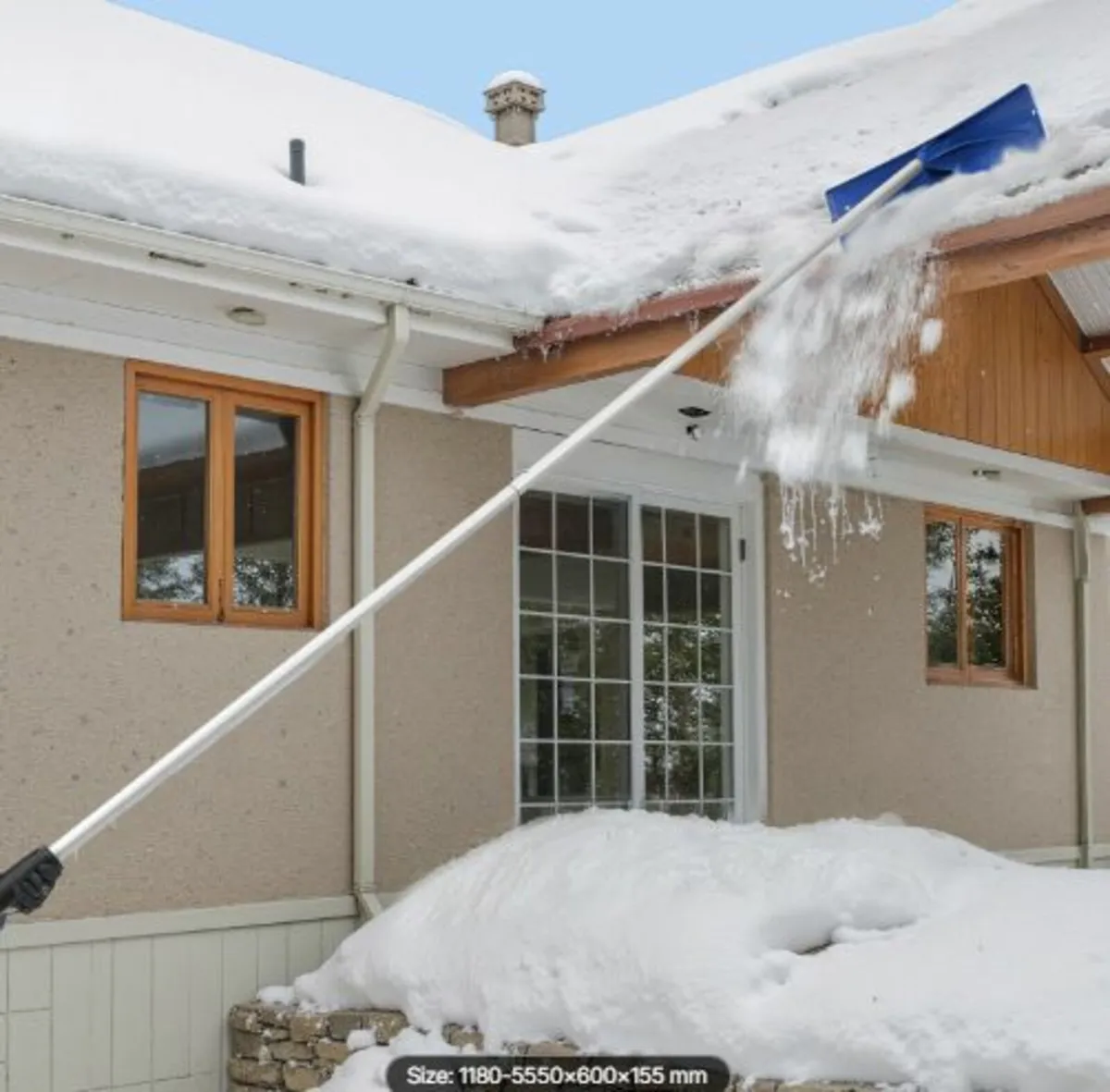 Snow Roof Rake,60cm PP Plastic Blade, 1.18-5.55m - Image 2