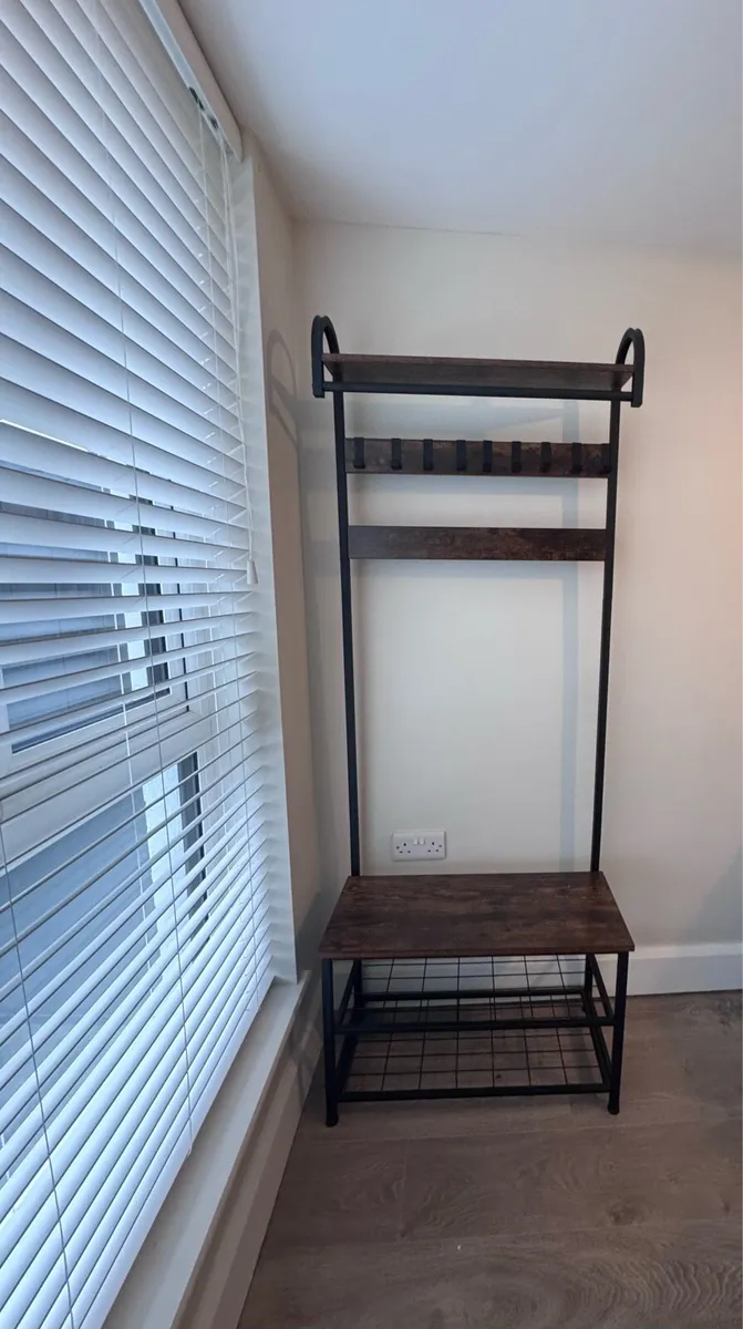 Coat Rack with Shoe Shelves and Bench - Image 1