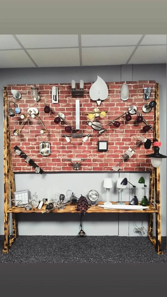 Custom-made wooden lighting display wall - Image 1