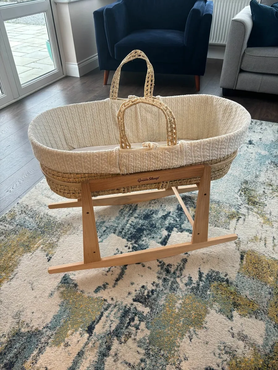 moses basket - little green sheep - Image 1