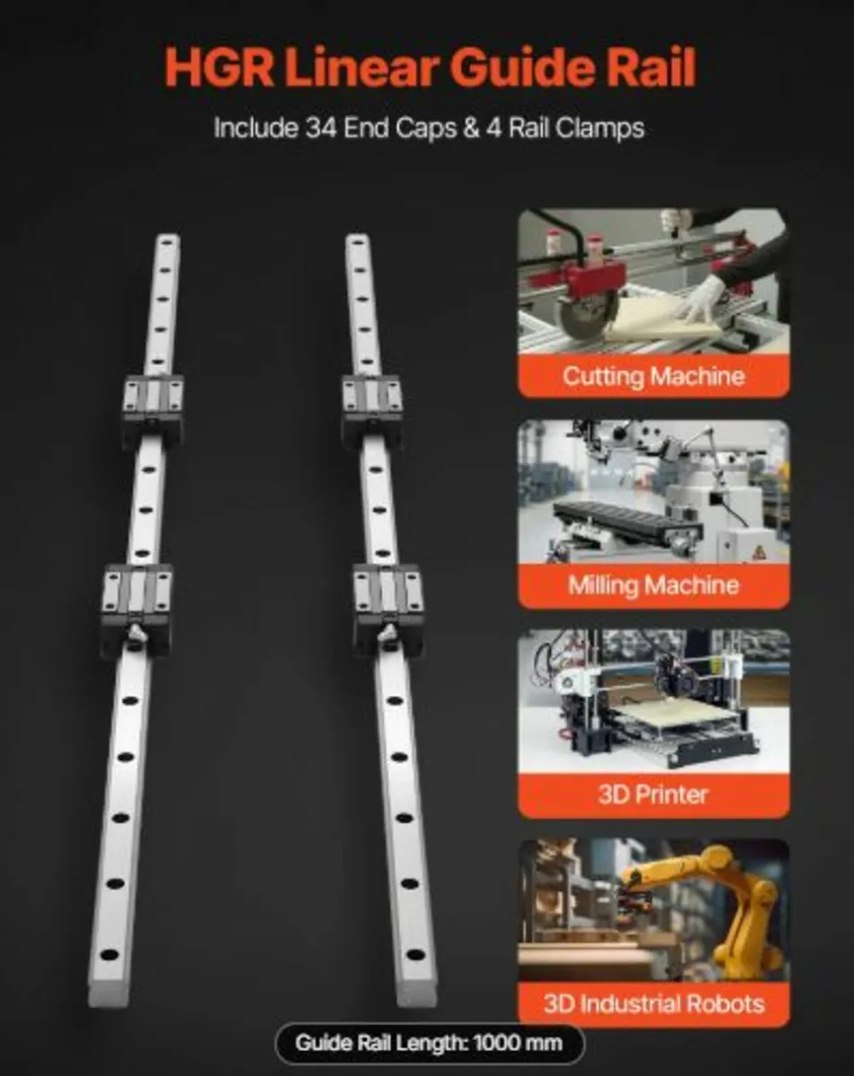 Linear Rail Guide Kit,HGR20,2Pcs 1000 mm (39.4 inc - Image 2