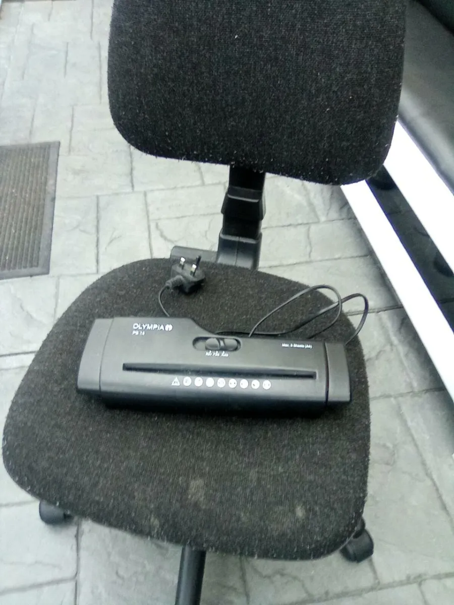 OFFICE. CHAIR. AND. PAPER.  SHREDDER - Image 1