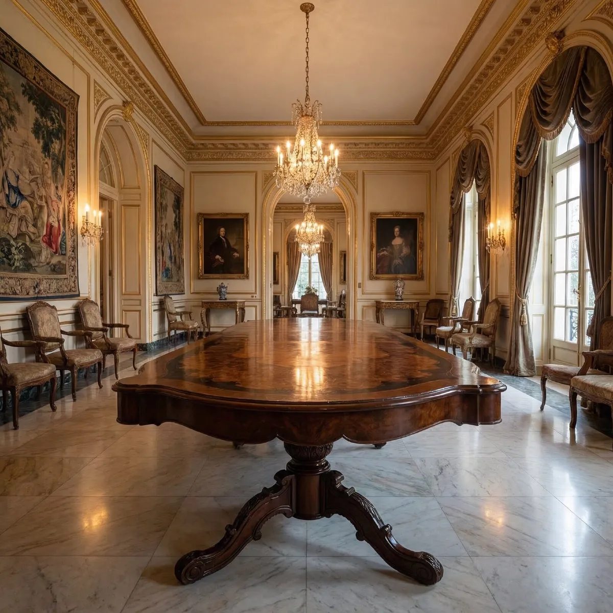 Old Large inlaid dining table with mother of pearl - Image 1