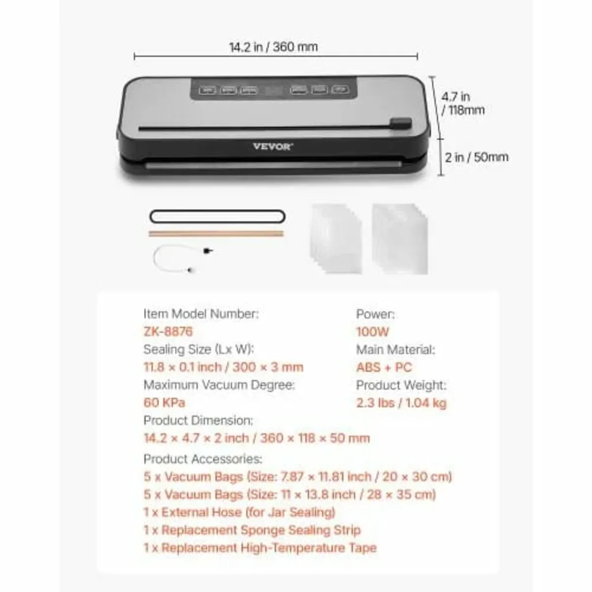 Vacuum Sealer Machine, 60Kpa 100W Powerful Food Se - Image 2