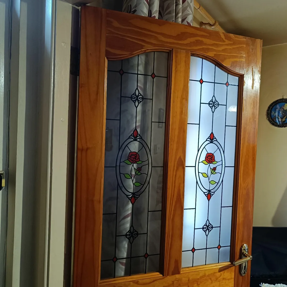 pine door with glass - Image 3