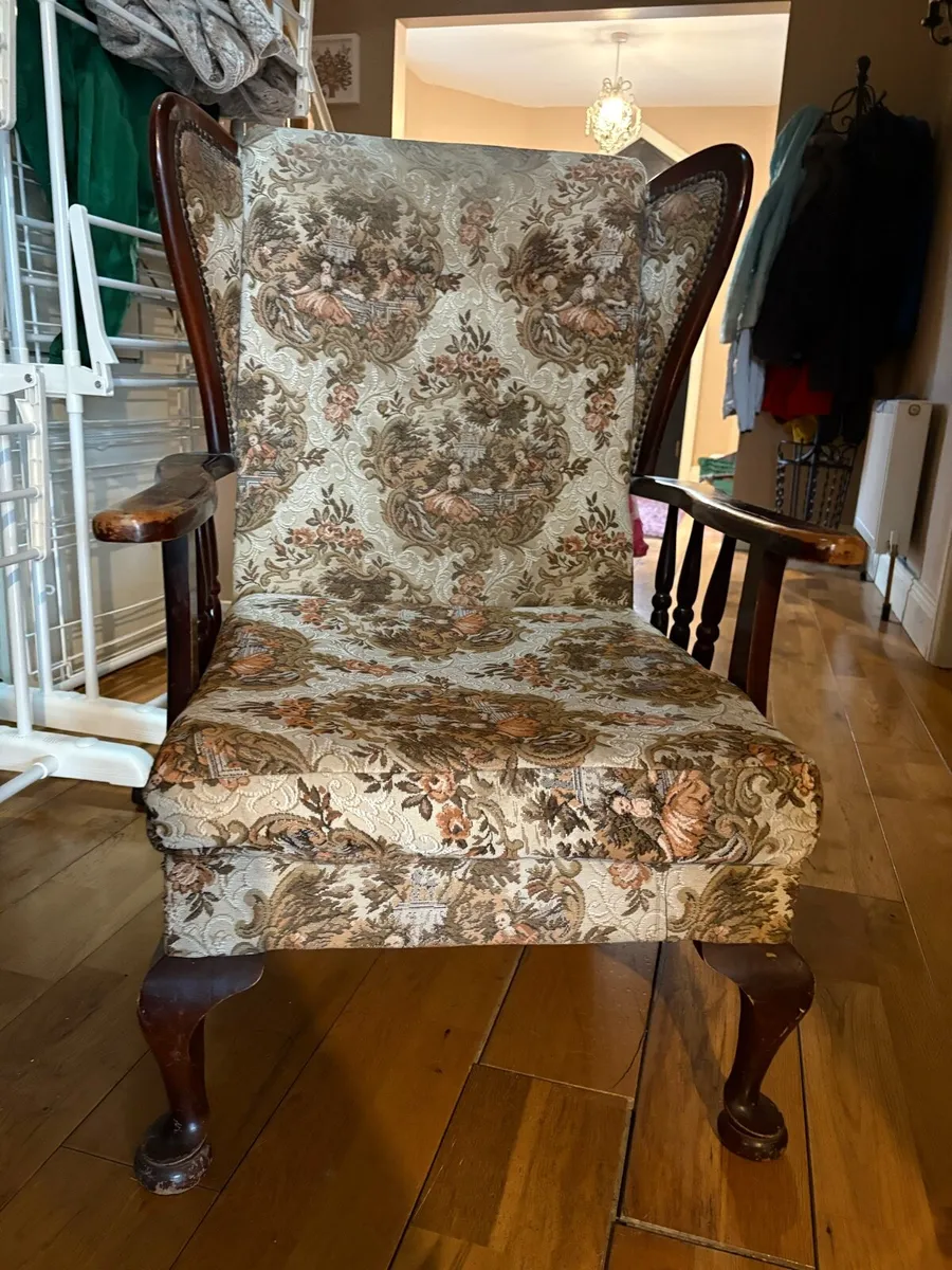 Antique Fireside wing back armchairs - Image 1