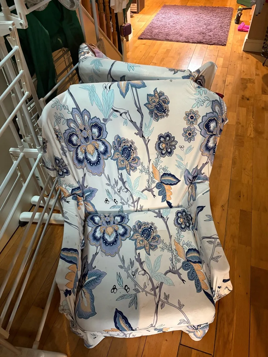 Antique Fireside wing back armchairs - Image 3