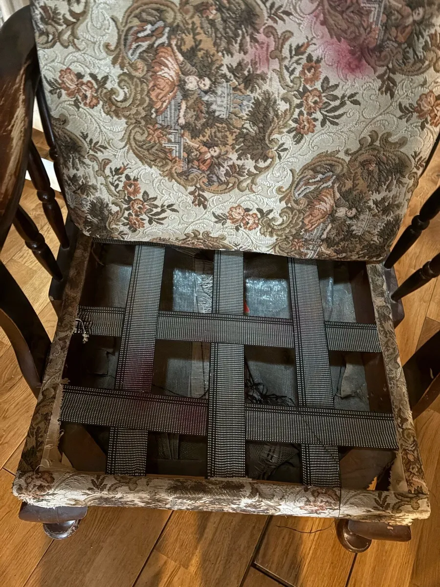 Antique Fireside wing back armchairs - Image 4