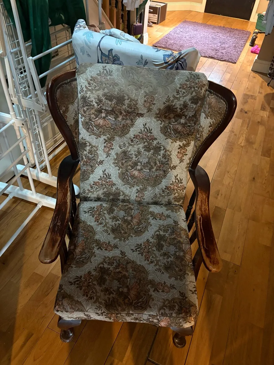 Antique Fireside wing back armchairs - Image 2