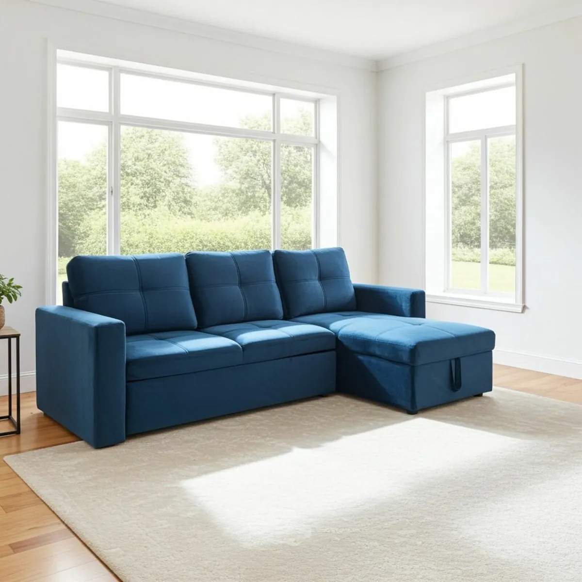 Blue Corner Sofa Bed Storage - Image 3