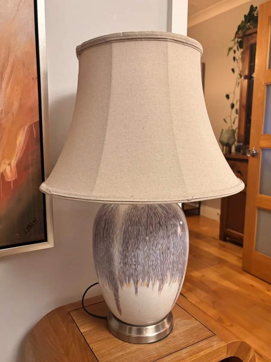 Large Ceramic Table Lamp with Linen Shade 59cm - Image 1