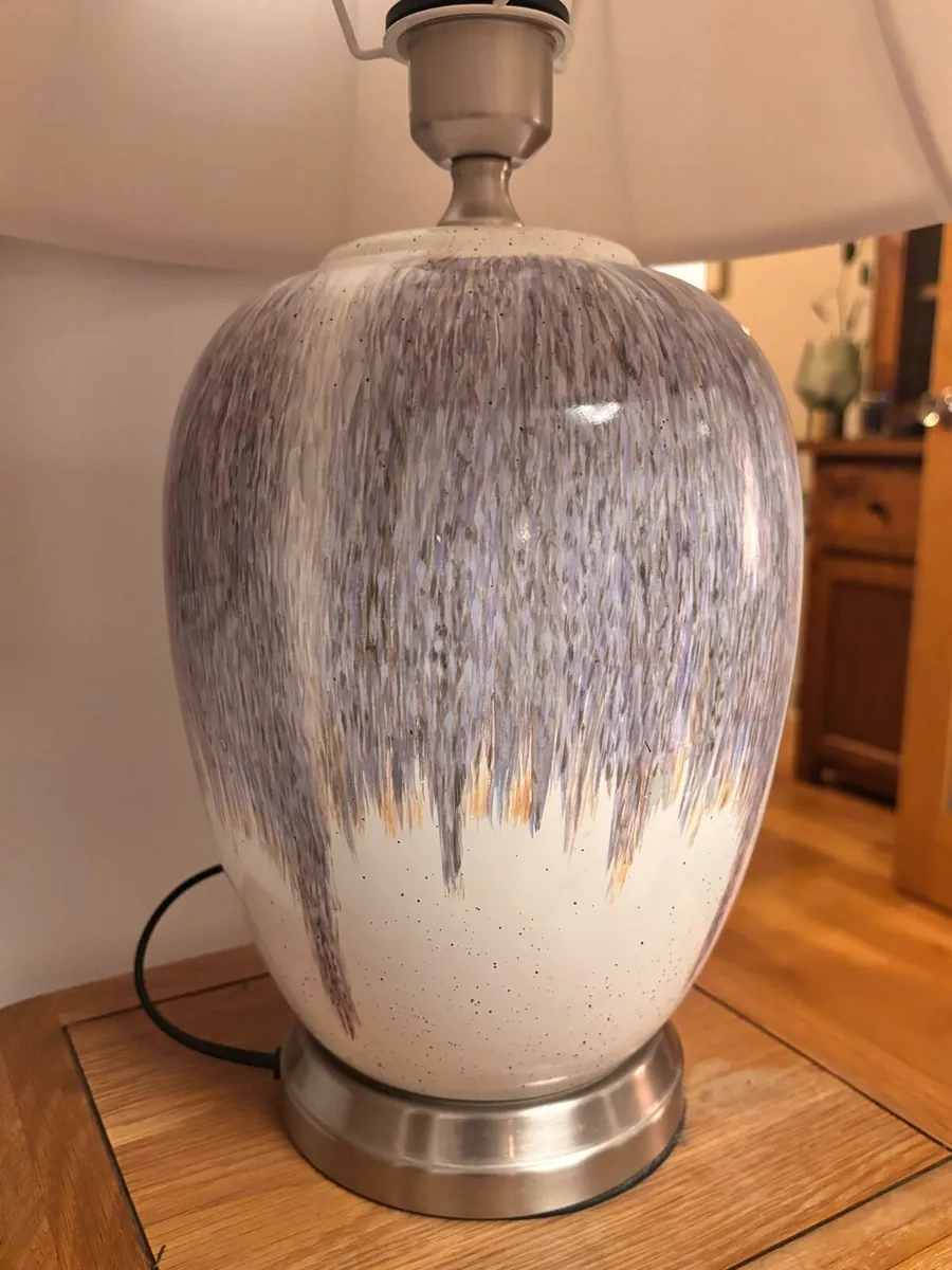 Large Ceramic Table Lamp with Linen Shade 59cm - Image 2