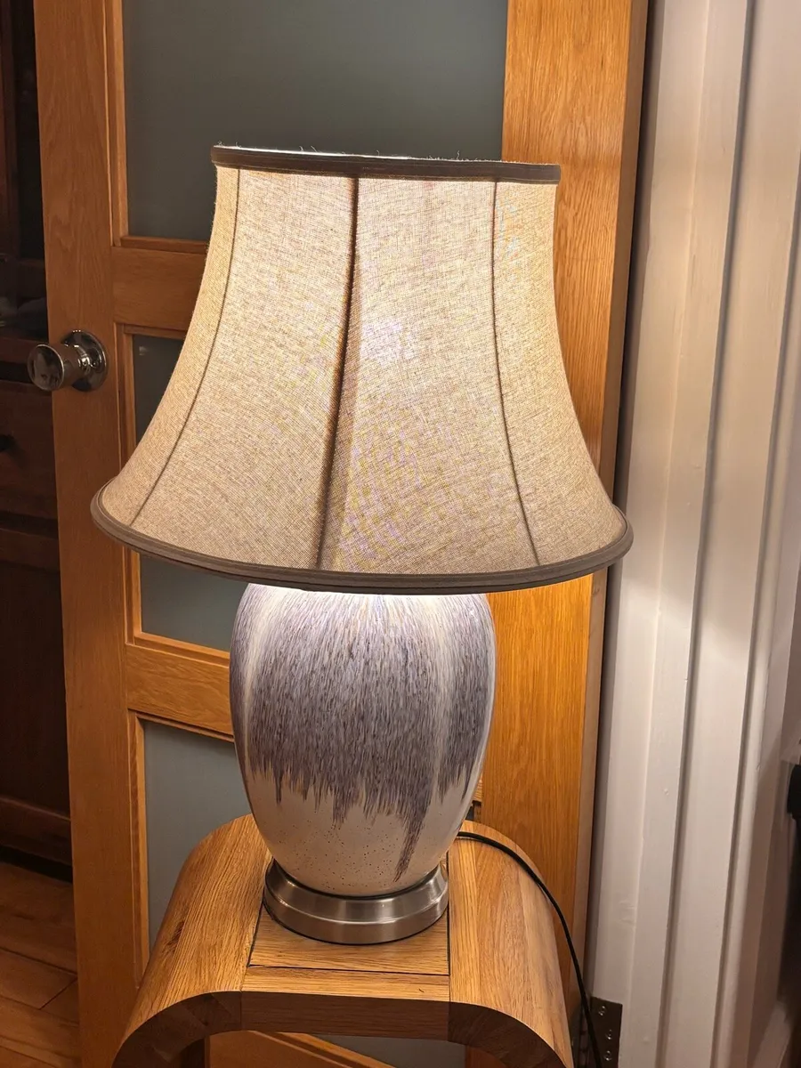 Large Ceramic Table Lamp with Linen Shade 59cm - Image 3
