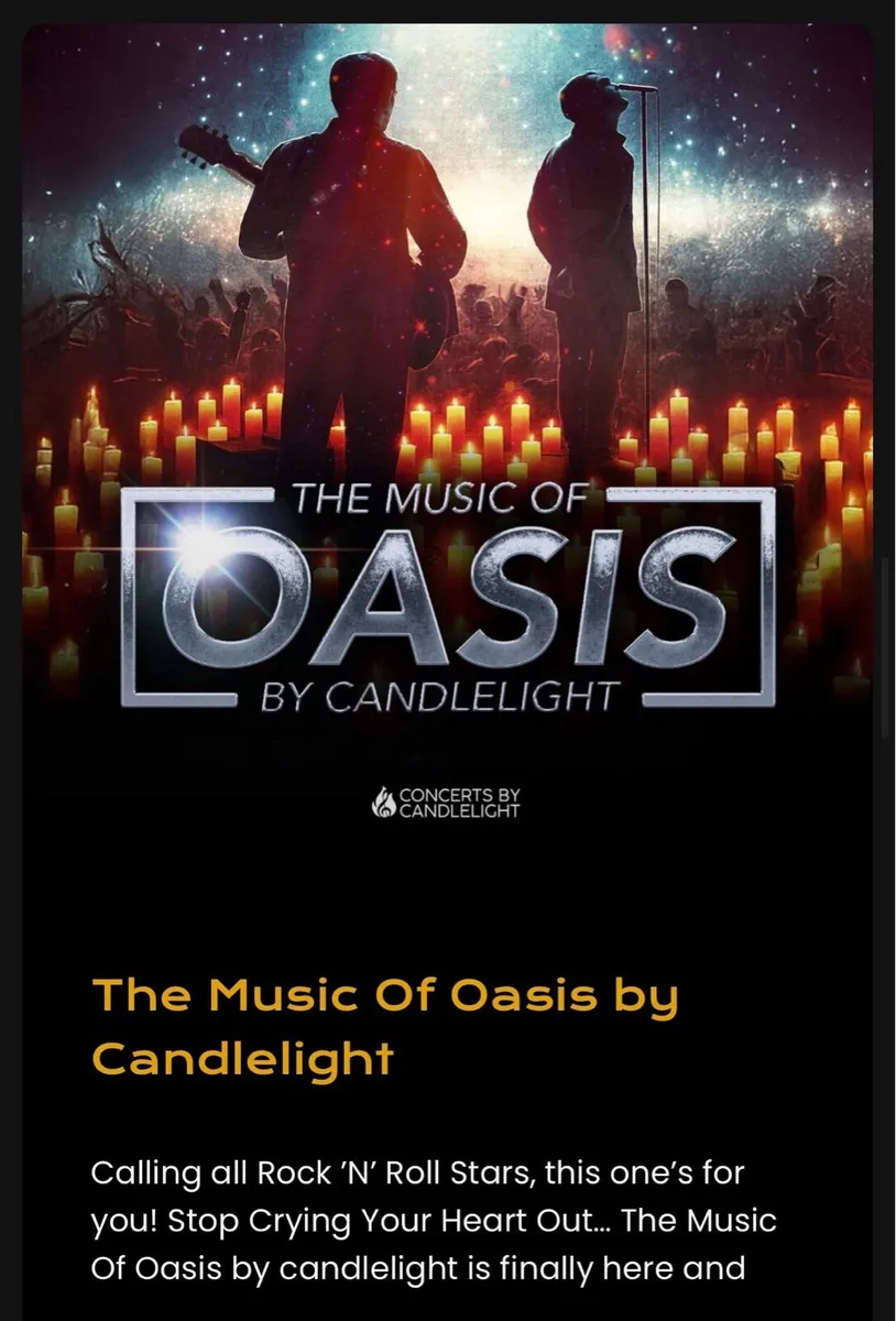 Oasis by Candlelight 6th Feb