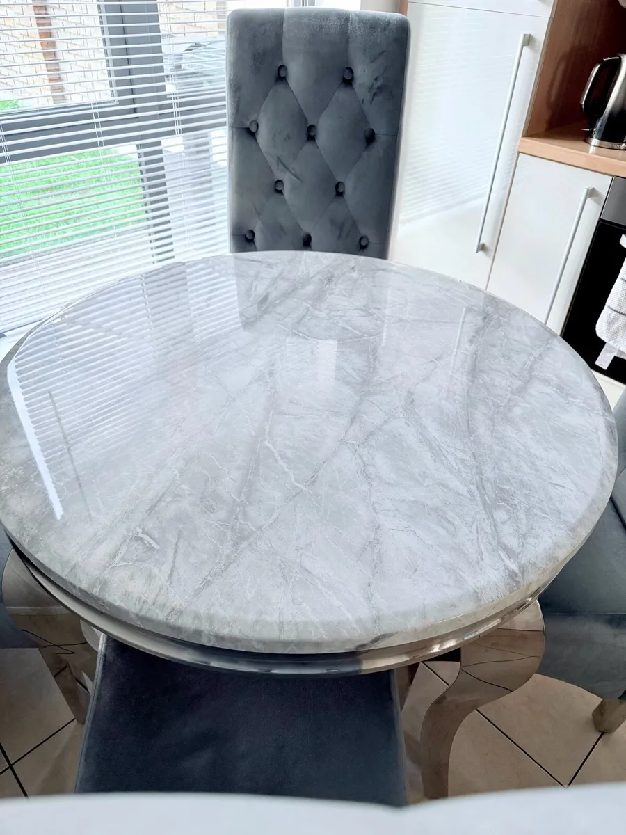 Marble Table & 4 Chairs - Image 3