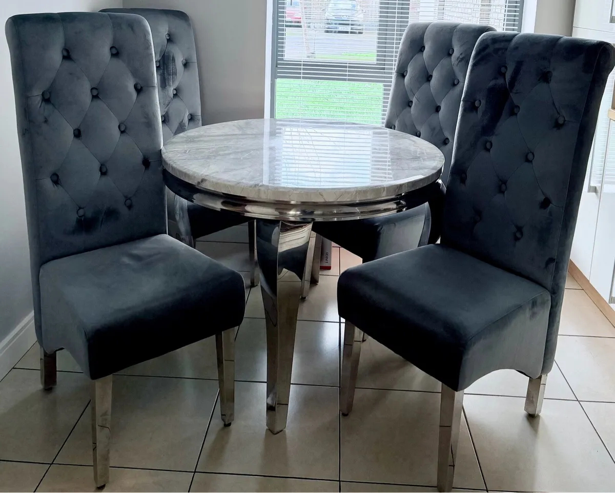Marble Table & 4 Chairs - Image 2