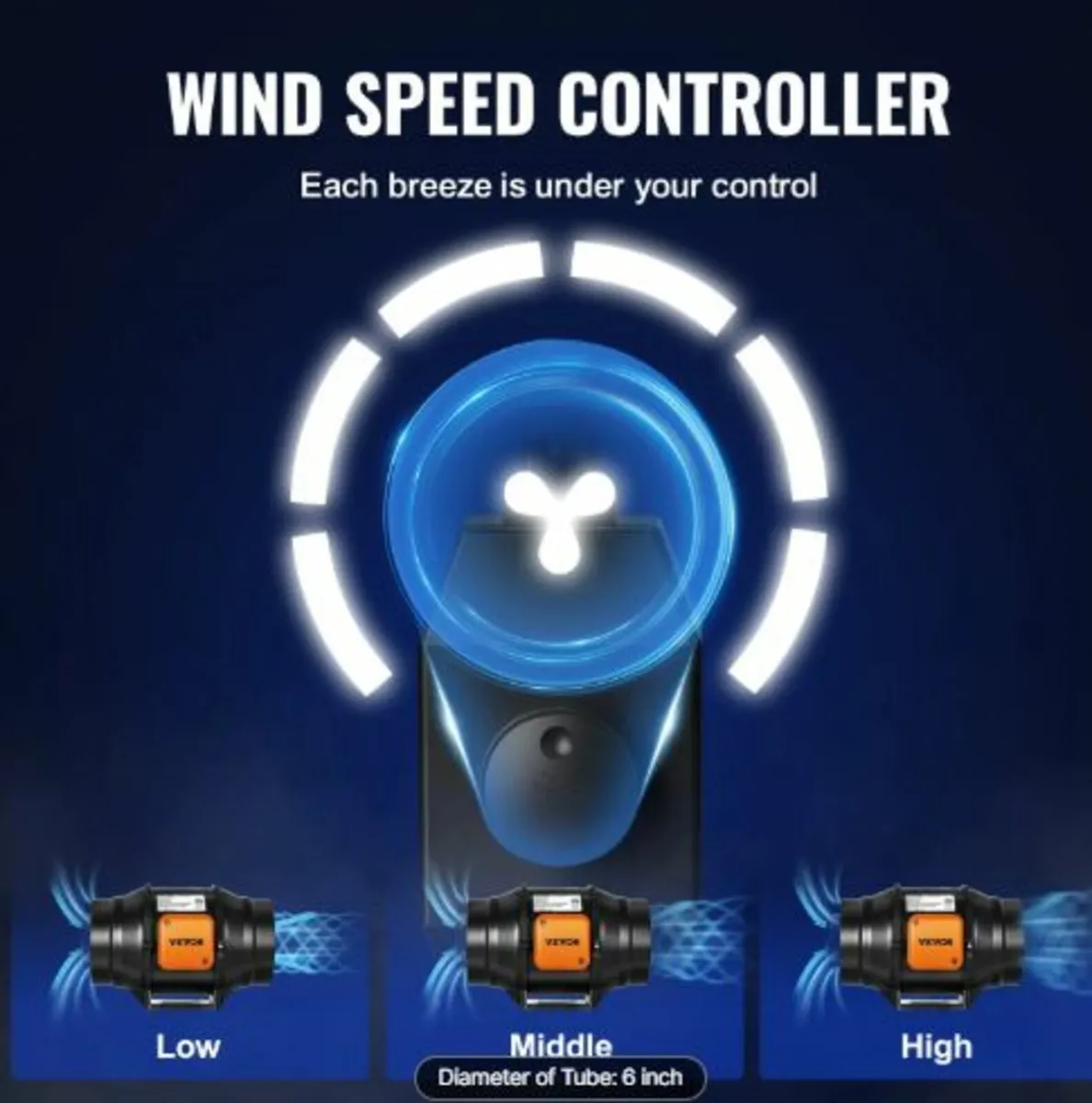 Inline Duct Fan, 152.4mm 323.7 CFM with Variable - Image 4