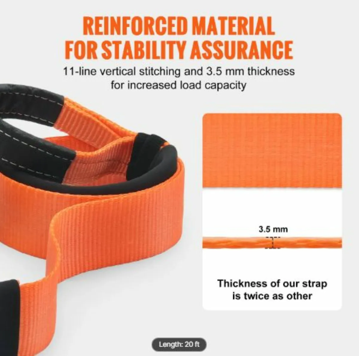Heavy Duty Tow Strap Recovery Kit 3"x 20 ft/7.6cm - Image 2