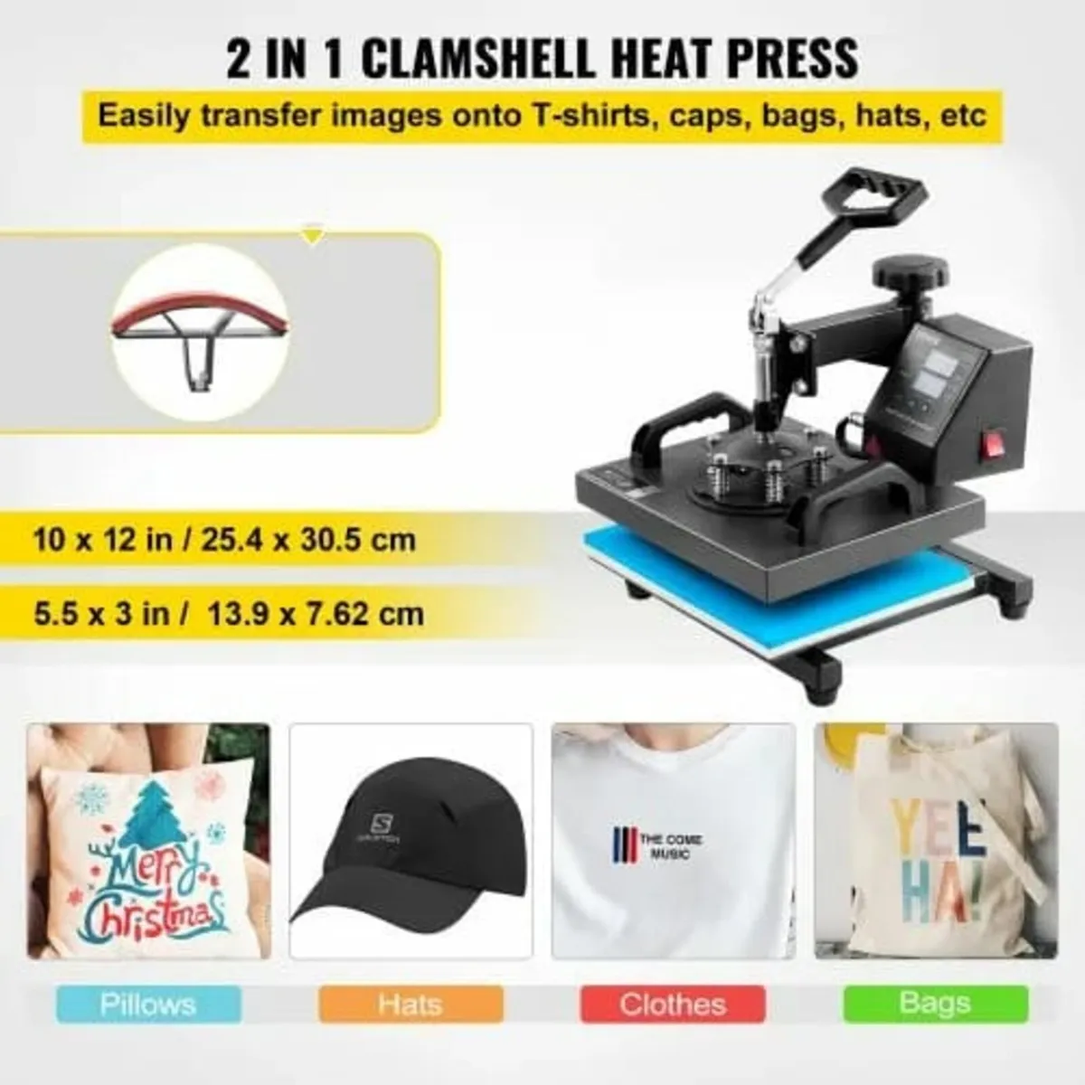 Heat Press Machine, 10x12inch / 25x30cm, 2IN1 Clam - Image 3